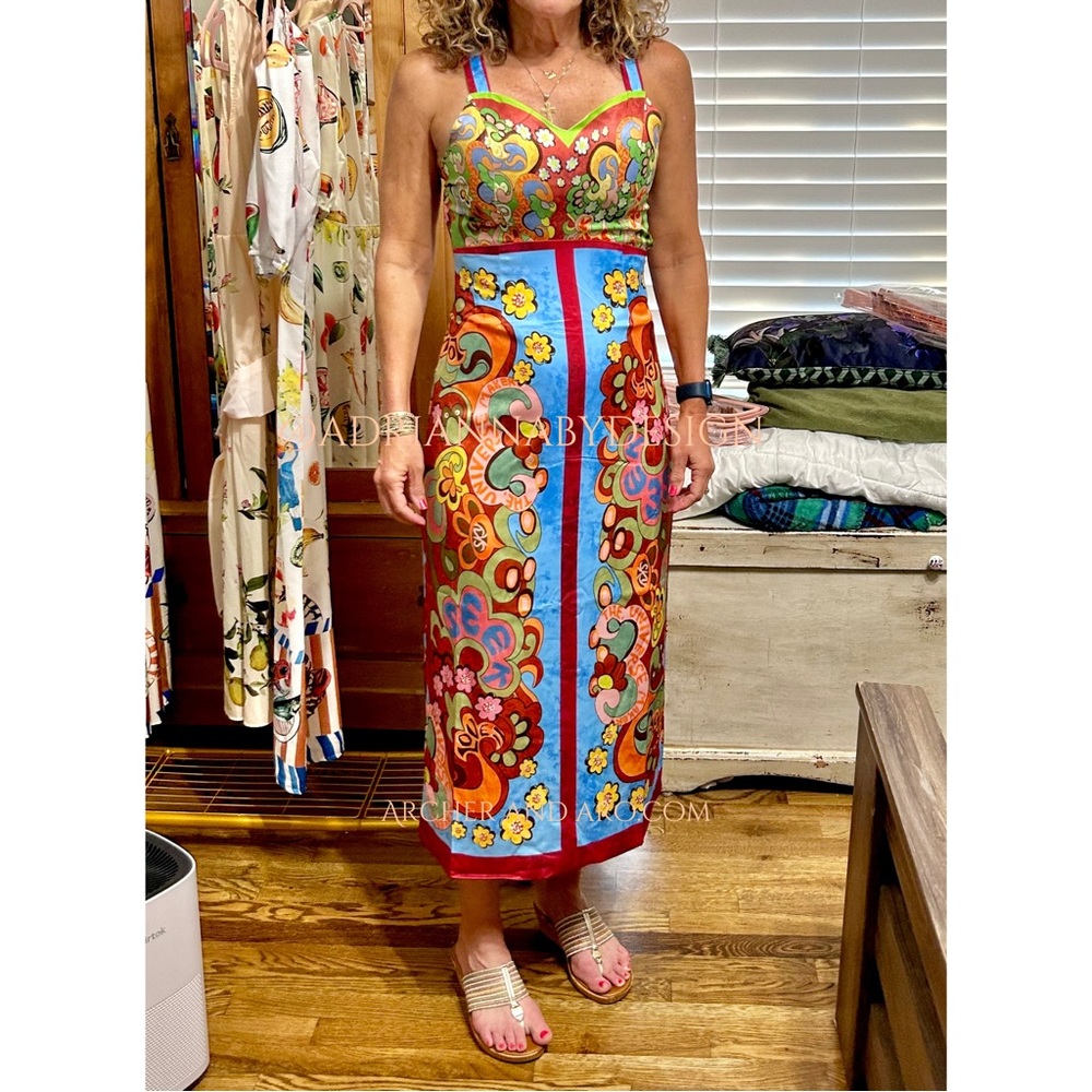 Vibrant Floral Midi Dress in Multi Color by